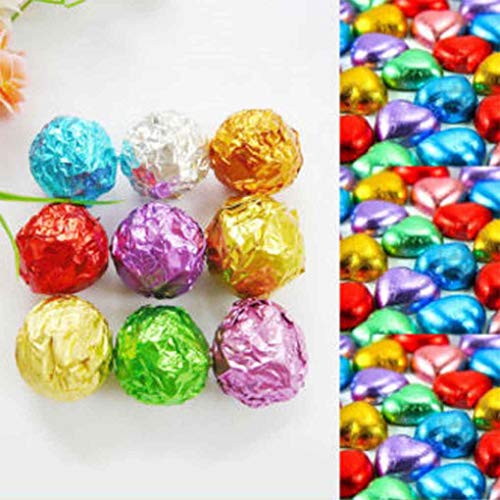 Rekkles 100pcs Plaza envolturas de Papel de Aluminio de Colores Paquete de Chocolate envolturas Paquete de Dulces de Caramelo de Chocolate Lollipops