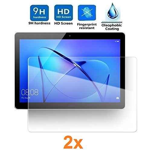 REY 2X Protector de Pantalla Universal 10", Cristal Vidrio Templado Premium, Táblet, Medidas 25,3 x 14,4cm