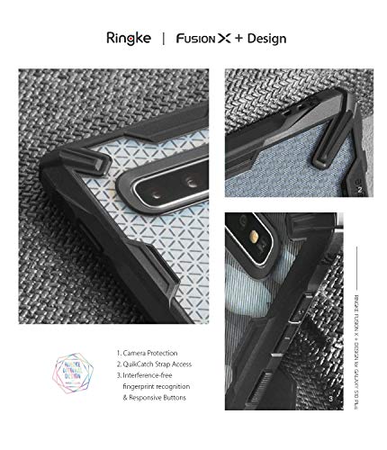 Ringke Fusion X Diseño DDP Compatible con Funda Galaxy S10 Plus Semi-Opaco PC Parte Posterior con TPU Bumper Elegante Proteccion Cover para Galaxy S10 Plus (2019) - Camo Black