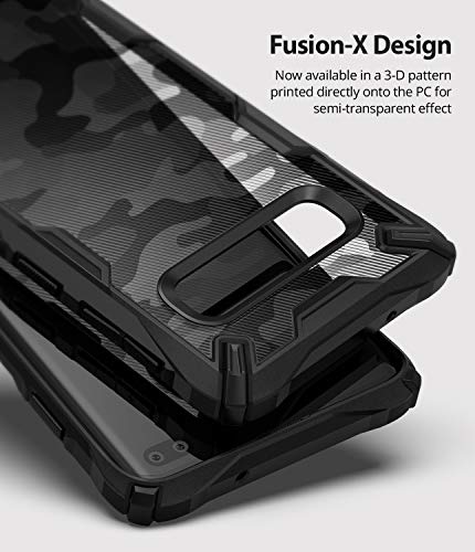 Ringke Fusion X Diseño DDP Compatible con Funda Galaxy S10 Plus Semi-Opaco PC Parte Posterior con TPU Bumper Elegante Proteccion Cover para Galaxy S10 Plus (2019) - Camo Black