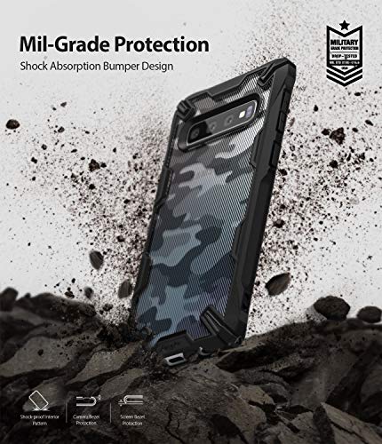 Ringke Fusion X Diseño DDP Compatible con Funda Galaxy S10 Plus Semi-Opaco PC Parte Posterior con TPU Bumper Elegante Proteccion Cover para Galaxy S10 Plus (2019) - Camo Black