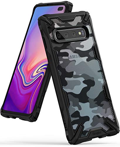 Ringke Fusion X Diseño DDP Compatible con Funda Galaxy S10 Plus Semi-Opaco PC Parte Posterior con TPU Bumper Elegante Proteccion Cover para Galaxy S10 Plus (2019) - Camo Black