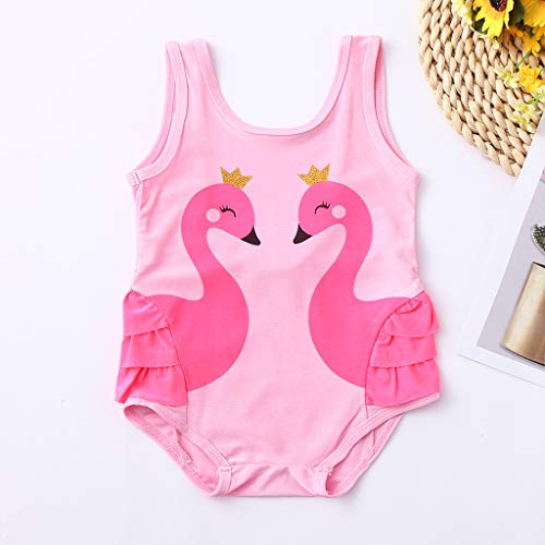 Ropa Bebé Bañador Monokini Bikini De Natación Bohemia Moda Suave Ropa Bebé Infantil Niño Niña Volantes Swan Traje De Baño Linda Ropa De Playa Romper Verano Playa Bodies Peleles (12-18 meses, Flamenco)