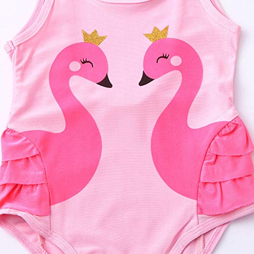 Ropa Bebé Bañador Monokini Bikini De Natación Bohemia Moda Suave Ropa Bebé Infantil Niño Niña Volantes Swan Traje De Baño Linda Ropa De Playa Romper Verano Playa Bodies Peleles (12-18 meses, Flamenco)