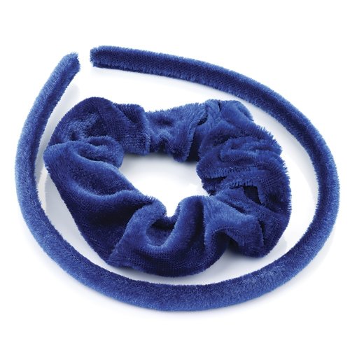 Royal Blue Velvet Alice Band & Scrunchie Set AJ26640 by Alice Bands