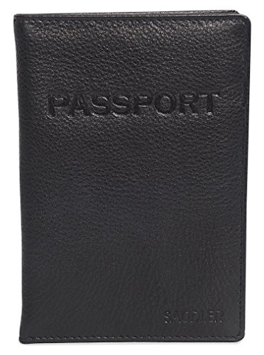 SADDLER Funda de Cuero para Pasaporte Internacional - Negro