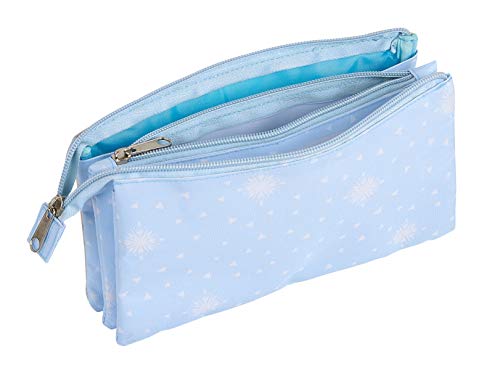 safta 812015744 Estuche Portatodo Triple Escolar Frozen II, Azul Claro/Plata