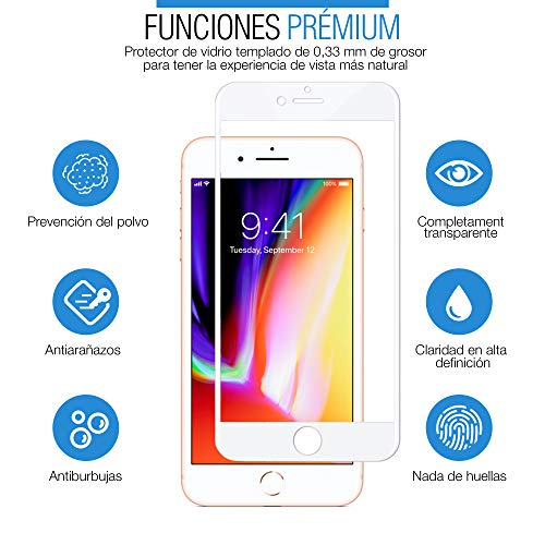 SAGPAD [2 Piezas] Cristal Templado para iPhone 7/8, Cubierta Completa Vidrio Templado 9H Protector Pantalla Premium, Anti-Huella Digital, Anti-Burbujas par 8/7 (Blanco)