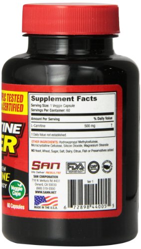 San L-Carnitine Power Capsules (60) 60 unidades 60 g