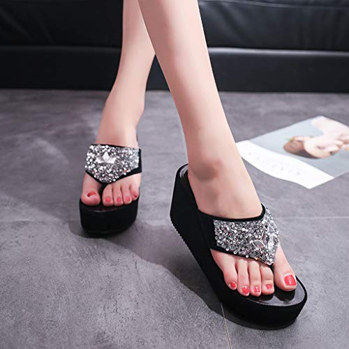 Sandalias Y Chancletas De Plataforma Para Mujer, Wyxhkj Sandalias Mujer Verano Chanclas Flip-flops Niña Sandalias Antideslizantes De Rhinestone Sandalias Cuñas Zapato De Playa Para Mujer