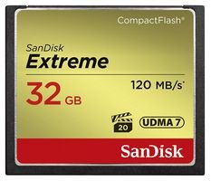 SanDisk SDCFXSB-032G-G46 - Tarjeta de Memoria Compact Flash de 32 GB (Velocidad de Lectura de 120 MB/s, Velocidad de Escritura de 85 MB/s, UDMA 7), Dorado