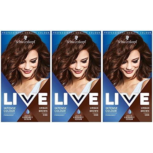 Schwarzkopf LIVE Intense Colour Permanent 088 Urban Brown - Pack of 3