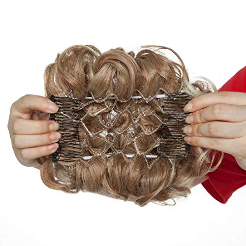 Scrunchy Updo Combs Extensiones de cabello de cola de caballo Clip en moño Garra Mandíbula en rosquilla Moños Urdimbre alrededor del postizo Ondulado Rizado Más claro Marrón ceniza Mezcla Rubio blan