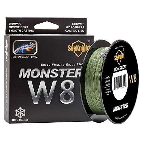 SeaKnight Monster W8 sedal Trenzado Pesca 8 Hilos, 500 m, Super Suave, de Polietileno, Hilo Trenzado de multifilamentos para Pesca en mar, 6,8 kg - 45,4 kg