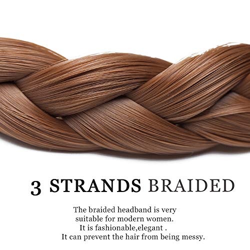 SEGO Diadema Trenza Elástica Mujer Pelo Sintético Se Ve Natural [Castaño Caoba Claro] Extensiones de Cabello Accesorios Braid Hair Headband (S-1.5cm)