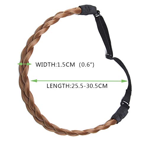 SEGO Diadema Trenza Elástica Mujer Pelo Sintético Se Ve Natural [Castaño Caoba Claro] Extensiones de Cabello Accesorios Braid Hair Headband (S-1.5cm)