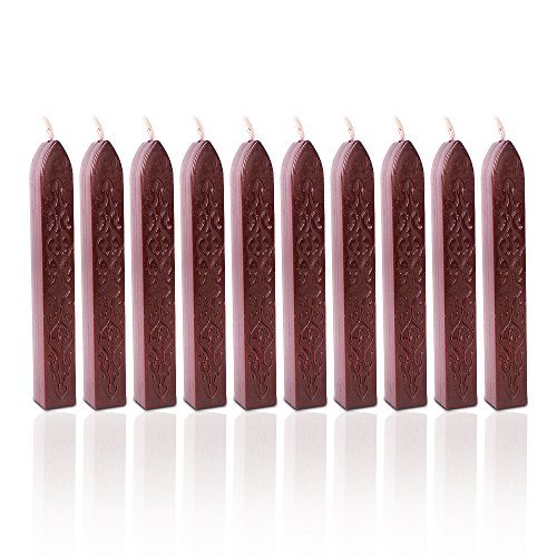 Sello Sello de cera, color rojo vino 10pcs Wax Wick Sticks