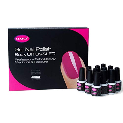 Set de esmalte de uñas de gel CLAVUZ; 12 unidades, multicolores, secado con lámpara LED o UV, 8 ml