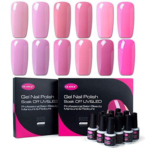 Set de esmalte de uñas de gel CLAVUZ; 12 unidades, multicolores, secado con lámpara LED o UV, 8 ml