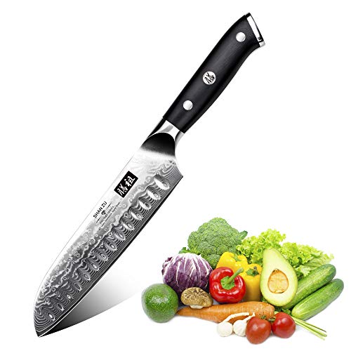 SHAN ZU Cuchillo de Damasco Cuchillo Santoku Acero 67 Capas de Acero - PRO Series