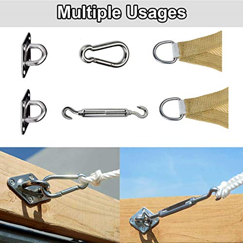 shirylzee Kit de Montaje para Toldo, 44 Piezas Kit de Fijación para Toldo Vela Accesorios de Instalación de Vela de Sombrilla de Acero Inoxidable para Vela de Rectángulo Cuadrado y Triangular