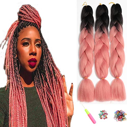 Showjarlly Kanekalon pre estiró el trenzado del cabello Ombre Jumbo Braid Extensión del cabello Fibra de alta temperatura 3 unids/lote 100 g/pc Para Crochet Twist trenzar el pelo