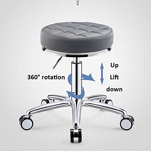 Sillas Giratorias con Rueditas，Taburete Montar con Negro Cuero Sintético Asiento，Altura Regulable 45-59 cm，160kg de Capacidad de Carga，Taburete Polipielpara Office Home Salon SPA Studio