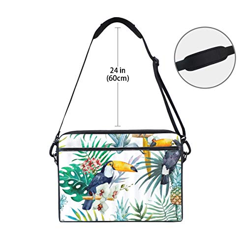 SIONOLY 15-15.4 Inch Estuche para Laptop,Acuarela Coloridas Plantas Tojas De Plátano Piña Tucán Loro,Nueva computadora portátil Messenger Satchel Maletín Bolsas de Hombro de Trabajo 15-15.4"