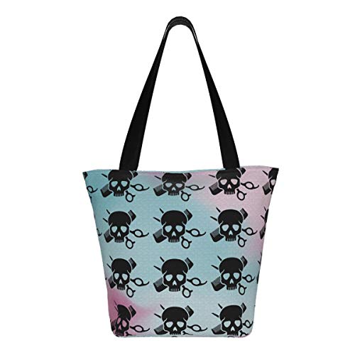 Skull with Comb An Scissor Peluquería Salón Mochila con cordón para niños Niños Niñas Adolescentes Cumpleaños, Bolsa de Regalo Bolsa de Cuerda Gym Cinch Sack para la Escuela y la Fiesta