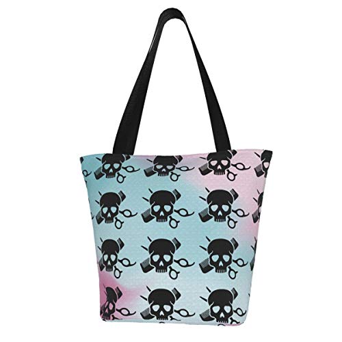 Skull with Comb An Scissor Peluquería Salón Mochila con cordón para niños Niños Niñas Adolescentes Cumpleaños, Bolsa de Regalo Bolsa de Cuerda Gym Cinch Sack para la Escuela y la Fiesta