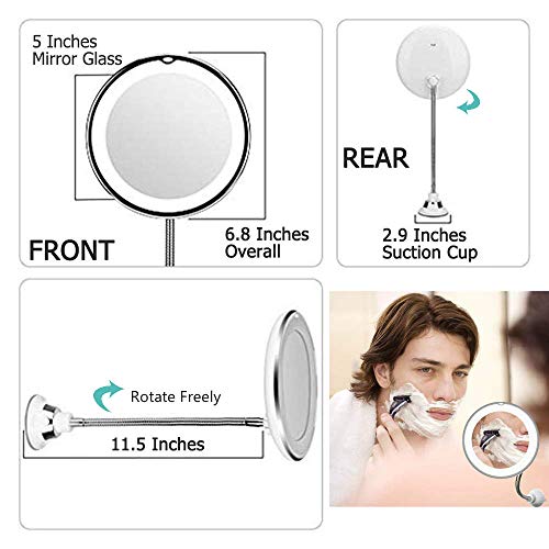 soyin Espejo de Maquillaje LED con Aumento de 10X, Espejo de tocador del Cuarto de baño con la Ventosa Fuerte y el Cuello de Cisne Flexible Ajustable 360 °,Espejo de Maquillaje inalámbrico (White)