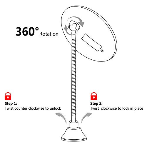 soyin Espejo de Maquillaje LED con Aumento de 10X, Espejo de tocador del Cuarto de baño con la Ventosa Fuerte y el Cuello de Cisne Flexible Ajustable 360 °,Espejo de Maquillaje inalámbrico (White)