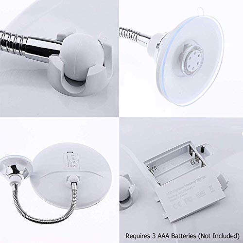 soyin Espejo de Maquillaje LED con Aumento de 10X, Espejo de tocador del Cuarto de baño con la Ventosa Fuerte y el Cuello de Cisne Flexible Ajustable 360 °,Espejo de Maquillaje inalámbrico (White)