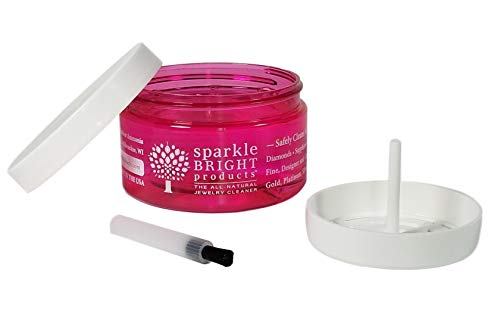 Sparkle Bright Products Limpiador de Joyería Completamente Natural | 4oz. Limpiador líquido con Bandeja Desplegable y Cepillo para Detalles Pequeños