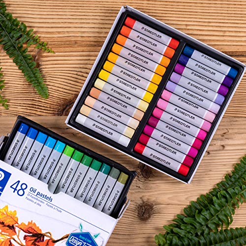 STAEDTLER Karat 2420 C48 - Ceras de pastel al óleo, 48 pasteles al óleo de colores brillantes variados