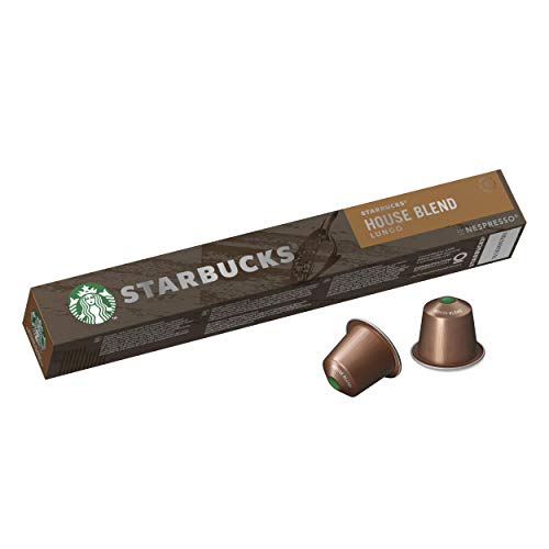 Starbucks House Blend de NESPRESSO Cápsulas de café de tostado medio, 8 x tubo de 10