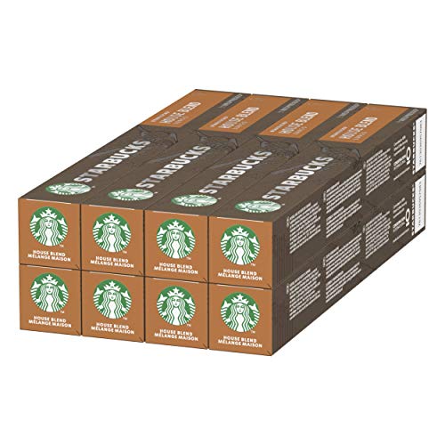 Starbucks House Blend de NESPRESSO Cápsulas de café de tostado medio, 8 x tubo de 10