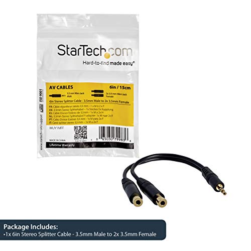 StarTech MUY1MFF - Cable de Audio Divisor (3.5 mm, 15 cm), Negro