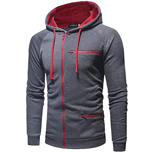 Sudadera con Capucha Hombres de Manga Larga Capucha Tops Chaqueta Ropa con Cremallera Hoodie Casual Abrigo Otoño-Invierno Jerséis