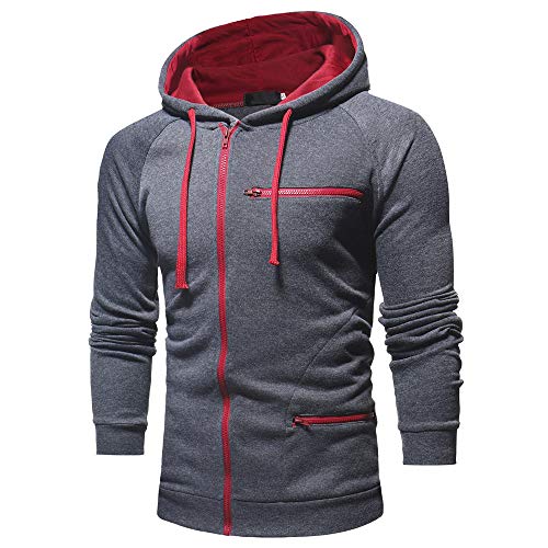 Sudadera con Capucha Hombres de Manga Larga Capucha Tops Chaqueta Ropa con Cremallera Hoodie Casual Abrigo Otoño-Invierno Jerséis