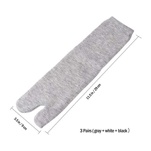 SUPVOX 3 Pares Calcetines Japoneses de Algodón para Hombres Mujeres (Blanco Gris y Negro)