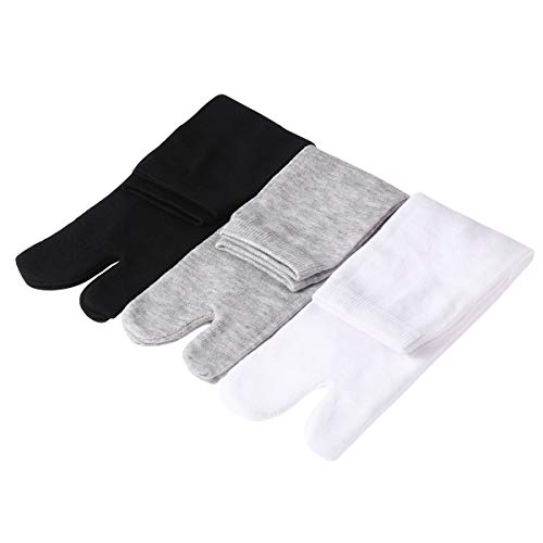 SUPVOX 3 Pares Calcetines Japoneses de Algodón para Hombres Mujeres (Blanco Gris y Negro)