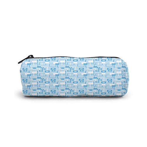 SWKLL Cylinder Pencil Case Bolsa de papelería para estudiantes Bolsa de oficina Organizador de almacenamiento Bolsa de monedas Bolsa de cosméticos, cuadrados abstractos simplistas Niños Niños Interse