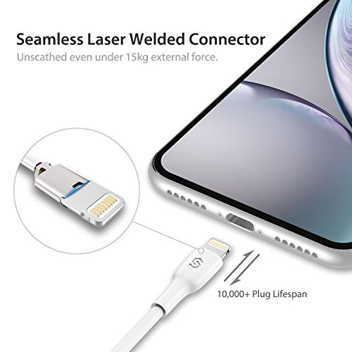 Syncwire Cargador iPhone 1M Cable Lightning iPhone - [Apple MFi Certificado] - Cargador Cable Lightning Apple Compatible con iPhone XS MAX XR X 8 Plus 7 Plus 6S 6 Plus 5 5S 5C SE iPad-Blanco