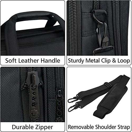 Taygeer - Bolso para ordenador portátil de 17 pulgadas,bolsa de mensajero expansible para computadora,bolso de hombro para oficina de viaje resistente al agua,maletín para llevar en la mano,negro