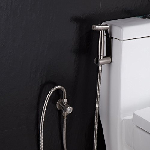 Tecmolog Ducha Bidet 2 Modos Mano Grifos de Bidé Shattaf Pulverizador Acero Inoxidable Grifo Bidet Portatil para WC, con Soporte Ducha, Valvula Desviadora y Manguera Ducha 1.2m, WS024AF2