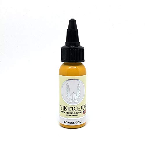 Tinta para tatuaje - BOREAL GOLD 1oz (30ml) - VIKING INK USA - Los mejores colores y negros en tintas para tatuaje del mercado - VEGANAS