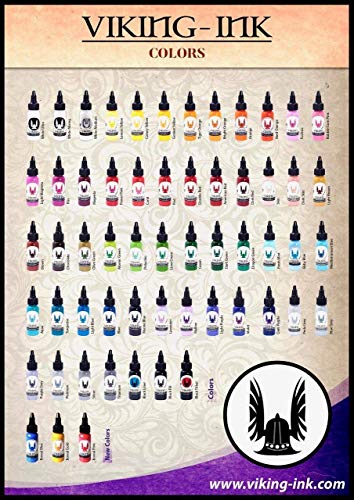 Tinta para tatuaje - KIT 6 COLORS 0.5oz (15ml) - VIKING INK USA - Los mejores colores y negros en tintas para tatuaje del mercado - VEGANAS