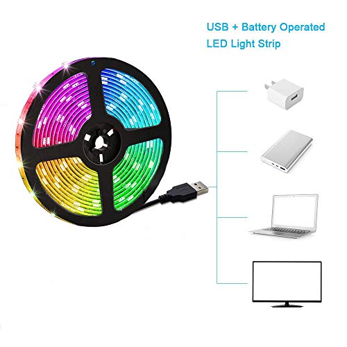 Tira de luces LED, tira de luces LED que cambian de color, juego de tiras de luz RGB con mando a distancia, ideal para habitación, hogar, cocina, fiestas (2 m)