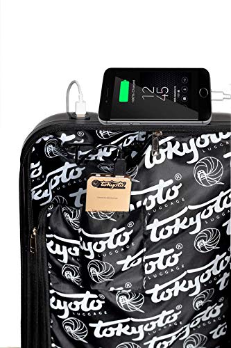 TOKYOTO - Maleta de Cabina Infantil Niños Equipaje de Mano, Blue Skulls, 55x40x20 cm | Maleta Juvenil, Trolley de Viaje Ryanair, Easyjet | Maleta de Viaje Rígida Divertida Azul Calaveras